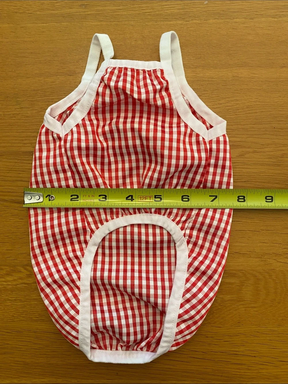 Red Gingham Dog Tank with White Trim